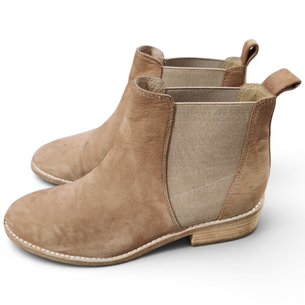 Eileen Fisher Ankle Boots Chelsea 8 Blink Tumbled Nubuck Booties Pull on Leather